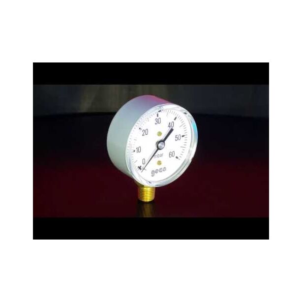 Pressure Gauge 63 Dial, 1/4" mount, 0-60mbar