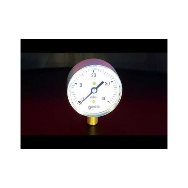 Pressure Gauge 63 Dial, 1/4" mount, 0-40mbar