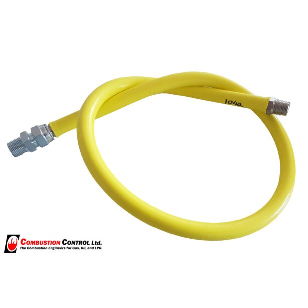 Gas Hose 1/2" x 1200 s/s covered TM x F swivel + M x TM adaptor 