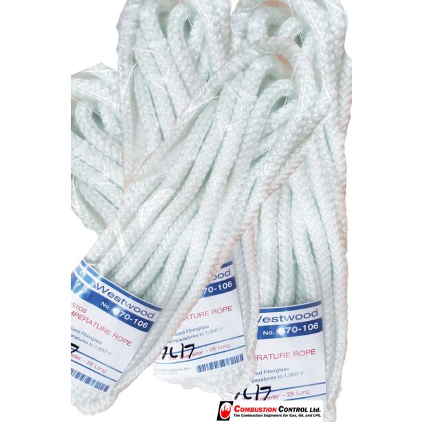 Rope 3/8" Hi temp 25ft  fibre glass,1000deg