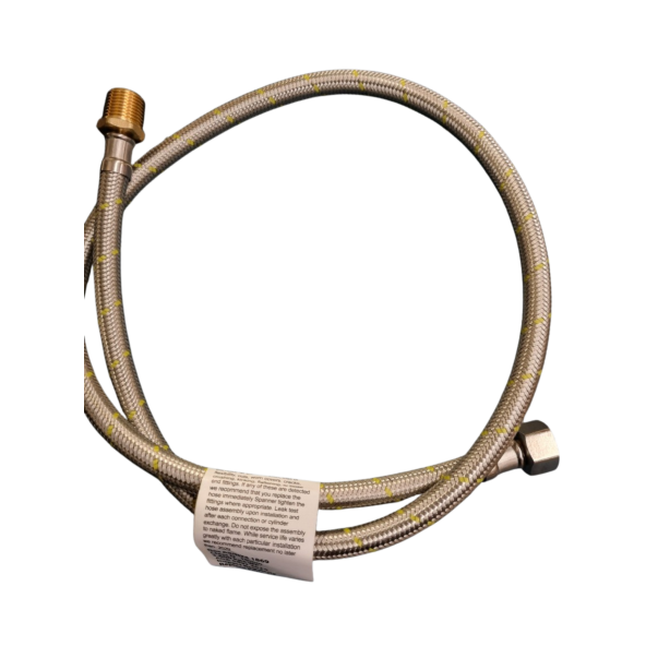 Hose 10mm St/St braided gas 1200mm 1/2" BSPFxBSPMT