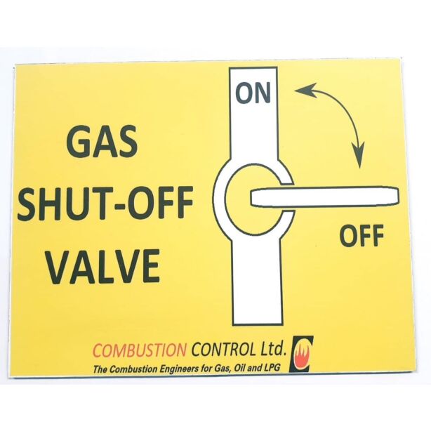 Emergency Gas Shut-Off Valve Sign on ACM