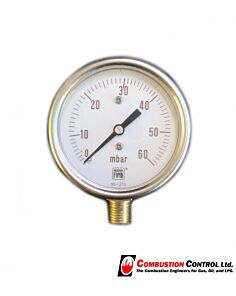 Pressure Gauge 0-60mbar dia 63mm bottom entry